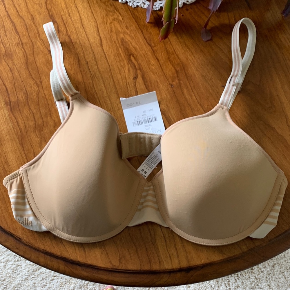 Chantelle Nude T-Shirt Bra with Striped Band